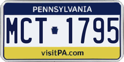 PA license plate MCT1795