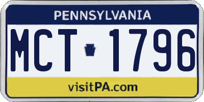 PA license plate MCT1796