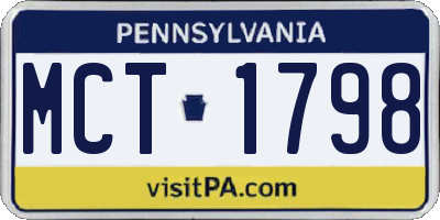 PA license plate MCT1798