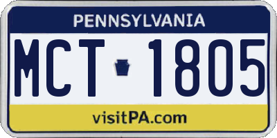 PA license plate MCT1805