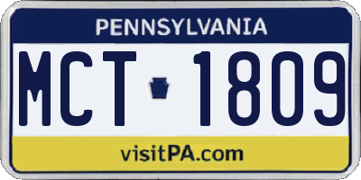 PA license plate MCT1809