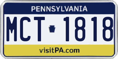 PA license plate MCT1818