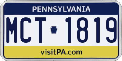 PA license plate MCT1819