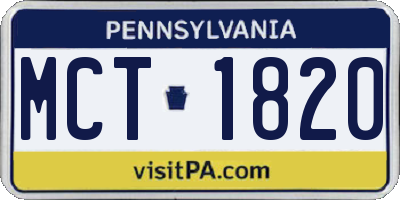 PA license plate MCT1820