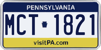 PA license plate MCT1821