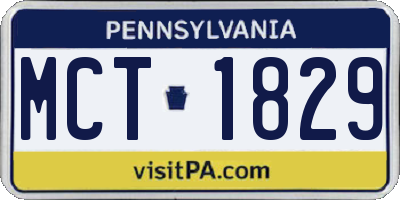 PA license plate MCT1829
