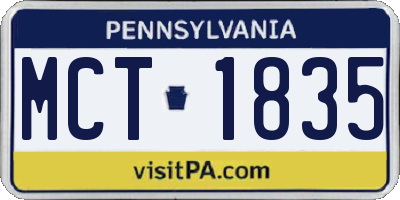 PA license plate MCT1835