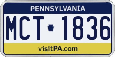 PA license plate MCT1836