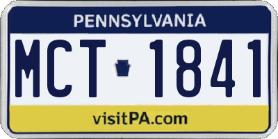 PA license plate MCT1841