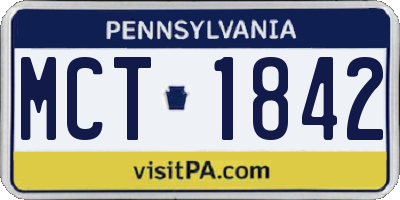 PA license plate MCT1842