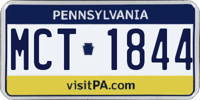 PA license plate MCT1844
