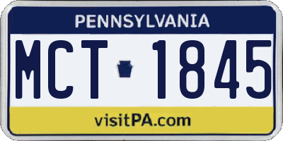 PA license plate MCT1845