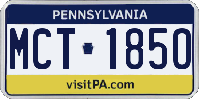 PA license plate MCT1850