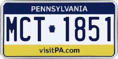 PA license plate MCT1851