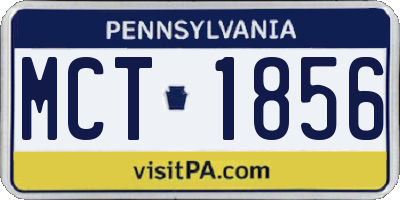 PA license plate MCT1856