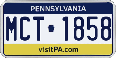 PA license plate MCT1858