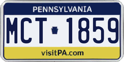 PA license plate MCT1859