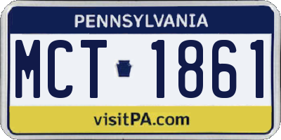 PA license plate MCT1861