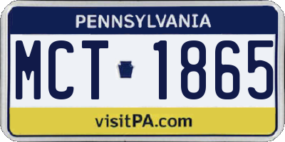 PA license plate MCT1865