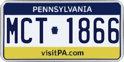 PA license plate MCT1866