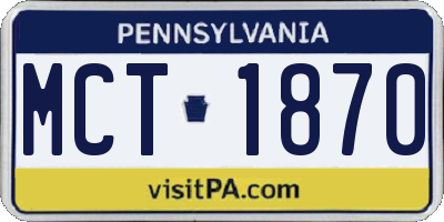 PA license plate MCT1870