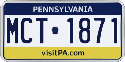 PA license plate MCT1871