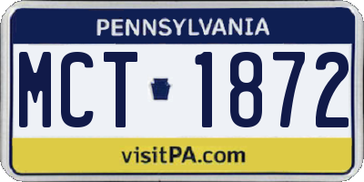 PA license plate MCT1872