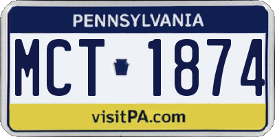PA license plate MCT1874