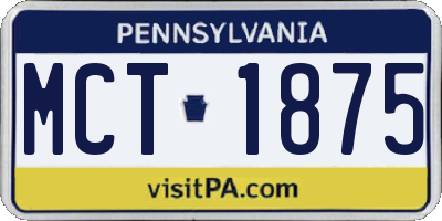 PA license plate MCT1875