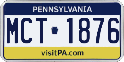 PA license plate MCT1876