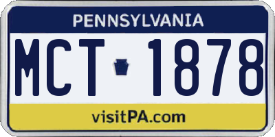 PA license plate MCT1878