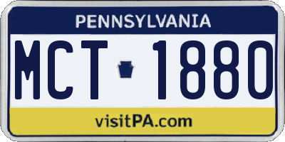 PA license plate MCT1880