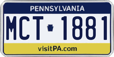 PA license plate MCT1881