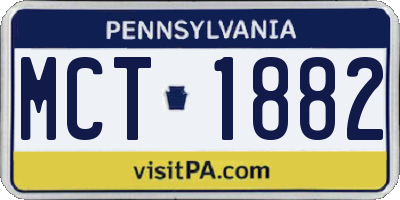 PA license plate MCT1882