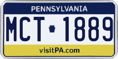 PA license plate MCT1889