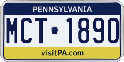 PA license plate MCT1890