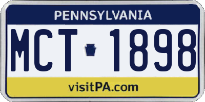 PA license plate MCT1898
