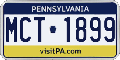 PA license plate MCT1899