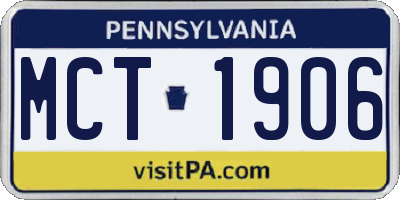 PA license plate MCT1906