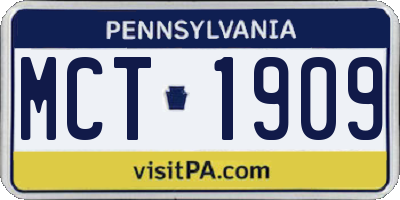 PA license plate MCT1909