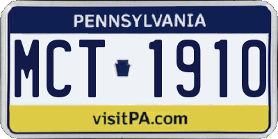 PA license plate MCT1910