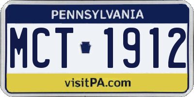 PA license plate MCT1912