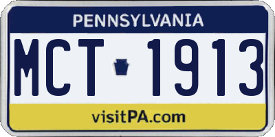 PA license plate MCT1913