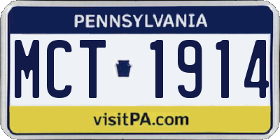 PA license plate MCT1914