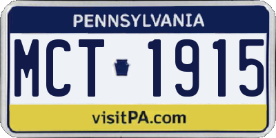 PA license plate MCT1915