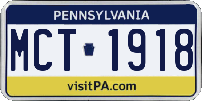 PA license plate MCT1918