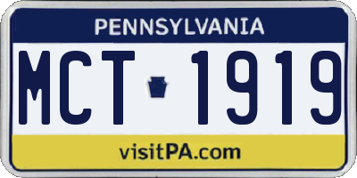 PA license plate MCT1919