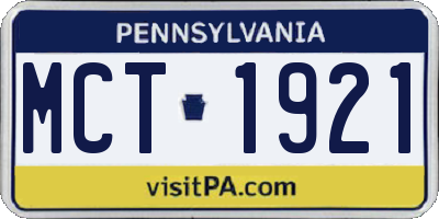 PA license plate MCT1921
