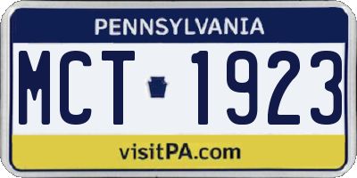 PA license plate MCT1923