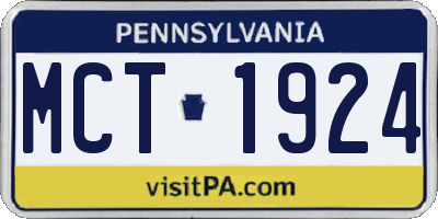 PA license plate MCT1924